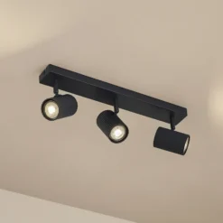 Downlight Lindby Kardis, gris oscuro, 3 luces, metal, GU10