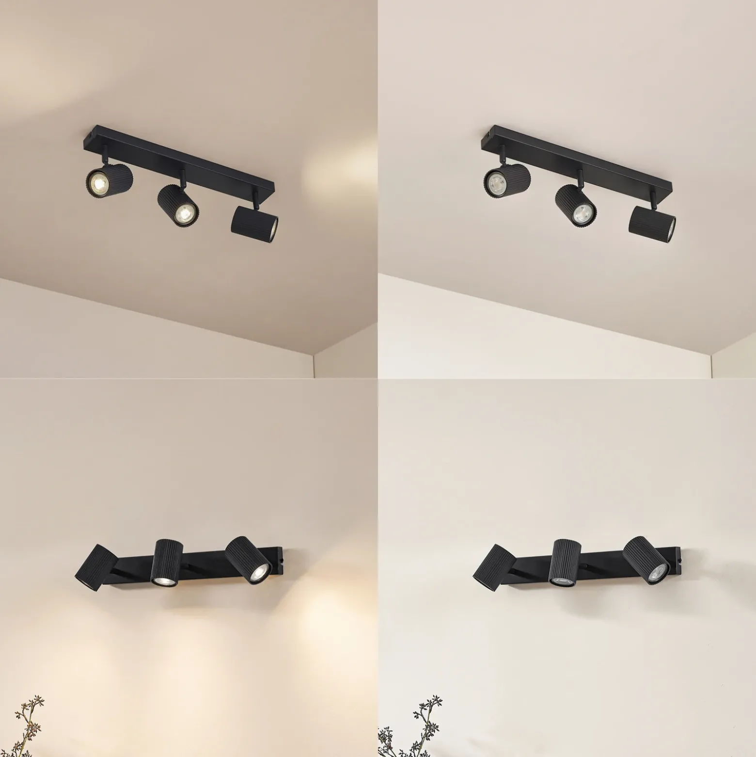 Downlight Lindby Kardis, gris oscuro, 3 luces, metal, GU10