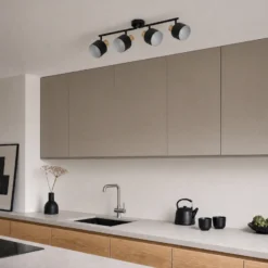 Downlight Lindby Lenja, 4 luces, negro, E14, metal
