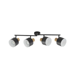 Downlight Lindby Lenja, 4 luces, negro, E14, metal