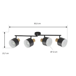 Downlight Lindby Lenja, 4 luces, negro, E14, metal