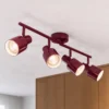Downlight Lindby Ovelia, rojo oscuro, 80 cm, 4 luces, E27