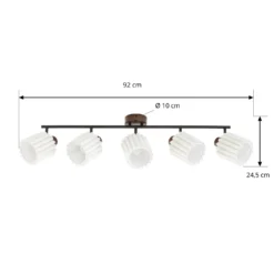 Downlight Lindby Shiloh, 5 luces, nogal/beige, madera