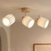 Downlight Lindby Shiloh, 3 luces, natural/beige, madera