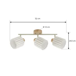 Downlight Lindby Shiloh, 3 luces, natural/beige, madera