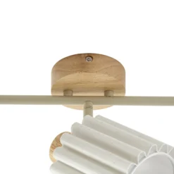 Downlight Lindby Shiloh, 3 luces, natural/beige, madera