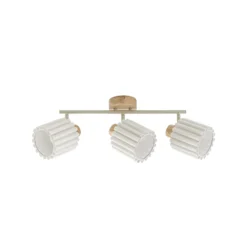Downlight Lindby Shiloh, 3 luces, natural/beige, madera