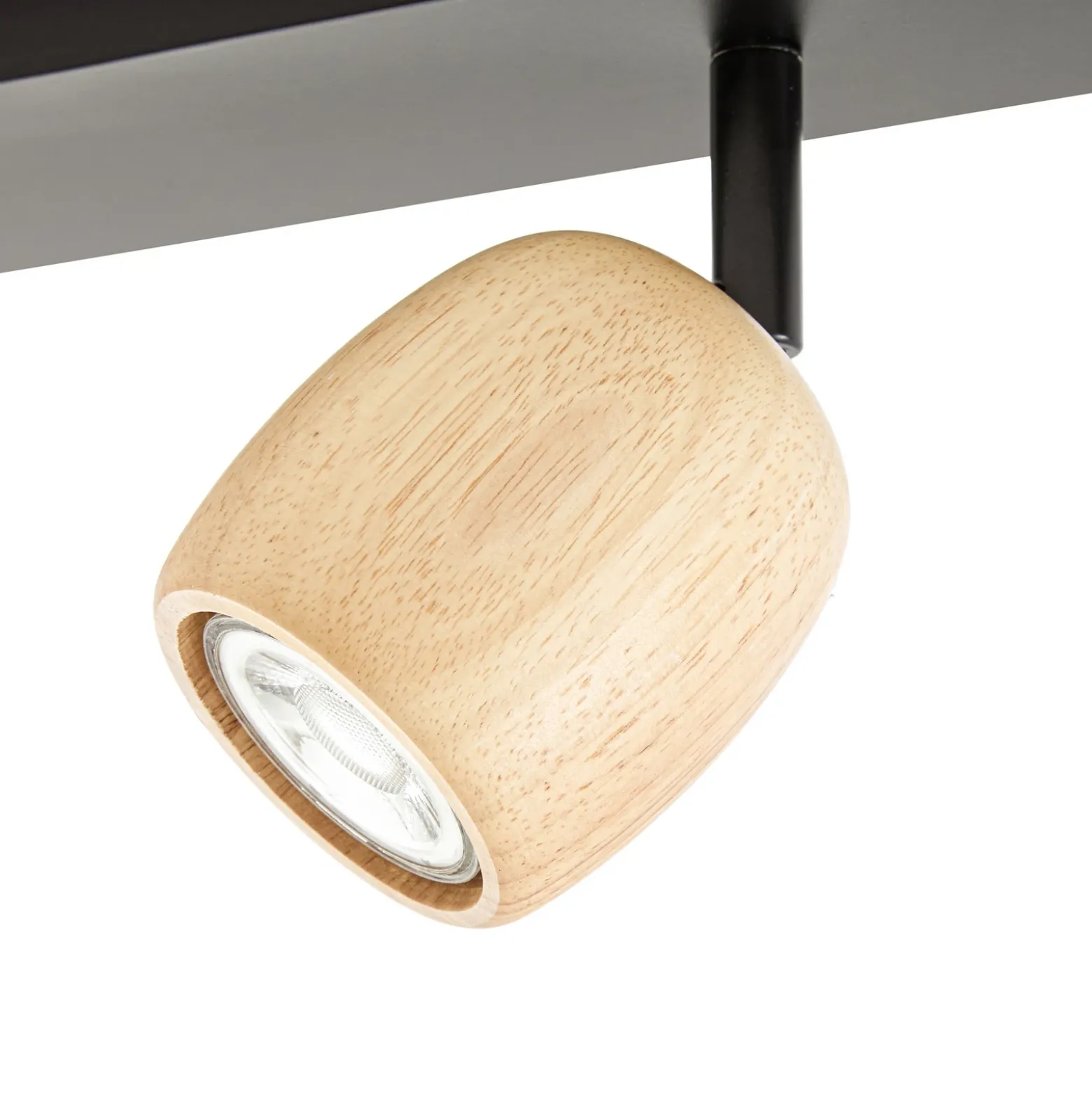 Downlight Lindby Sloane, 4 luces, madera/negro, GU10