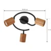 Downlight Lindby Stralino, 3 luces, Ø31 cm, madera, GU10