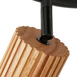 Downlight Lindby Stralino, 3 luces, Ø31 cm, madera, GU10