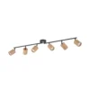 Downlight Lindby Stralino, 6 luces, 102 cm de largo, madera