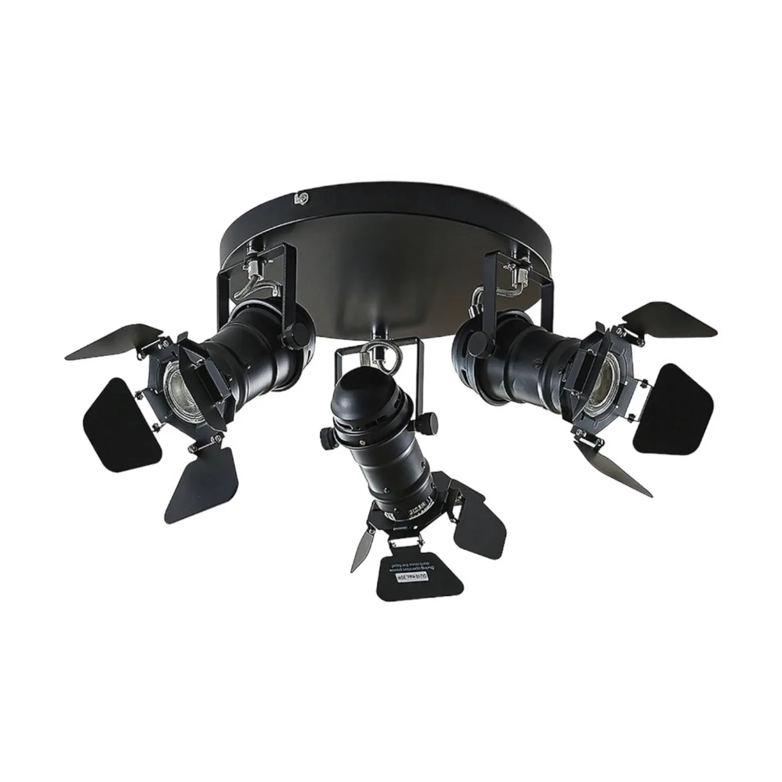 Downlight Lindby Tilen, 3 luces, negro, metal, Ø 54 cm