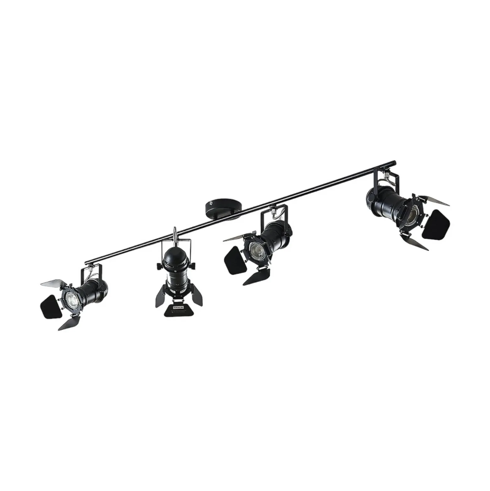 Downlight Lindby Tilen, 4 luces, negro, metal, 125 cm