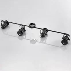 Downlight Lindby Tilen, 4 luces, negro, metal, 125 cm