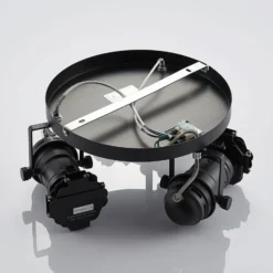 Downlight Lindby Tilen, 3 luces, negro, metal, Ø 54 cm
