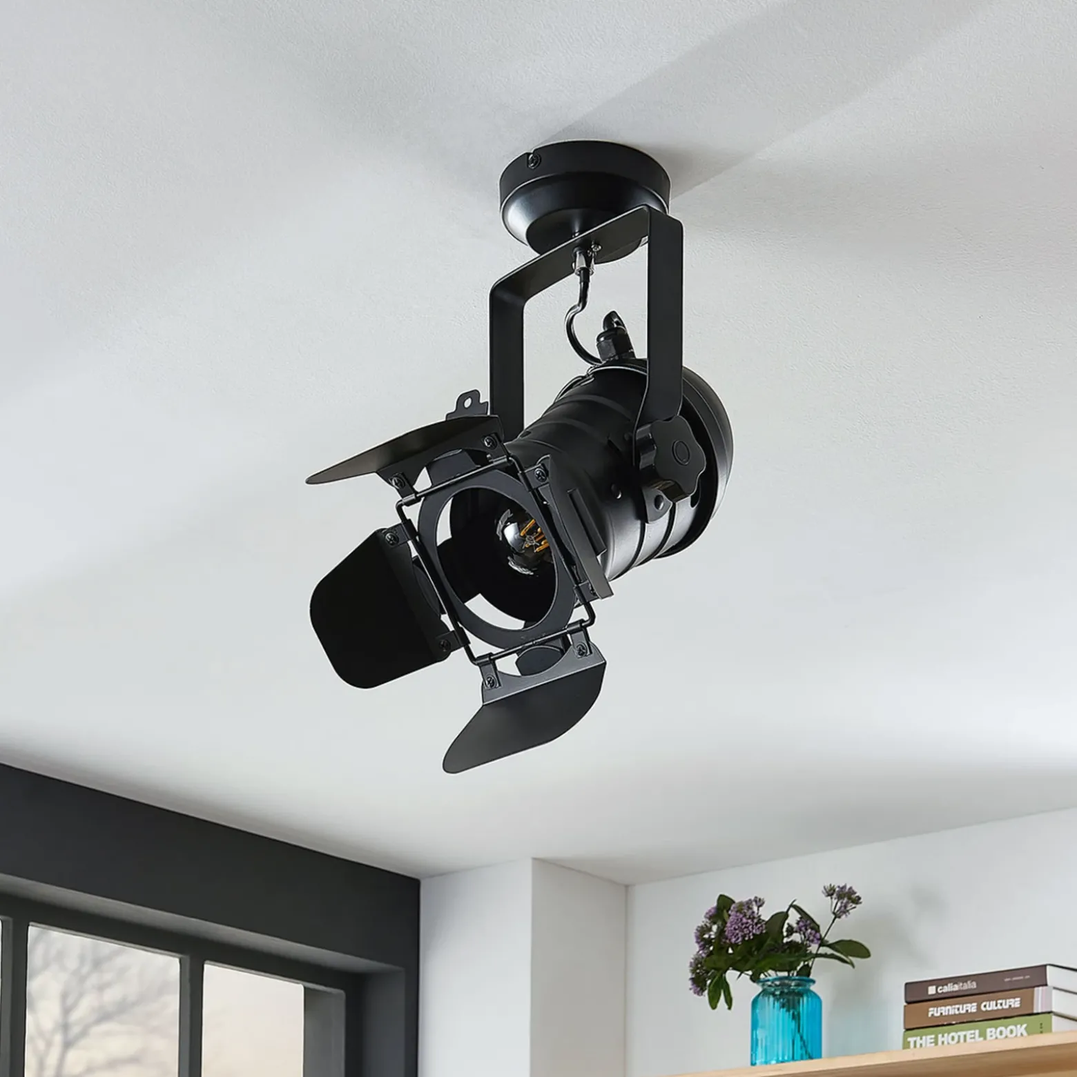 Downlight Lindby Tilen, 1 luz, negro, metal, 38 cm
