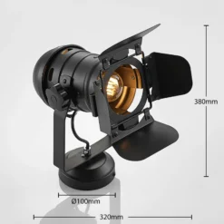 Downlight Lindby Tilen, 1 luz, negro, metal, 38 cm