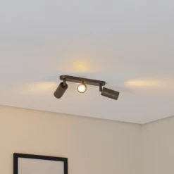 Downlight Link, color titanio-dorado, longitud 33 cm, 3 luces.