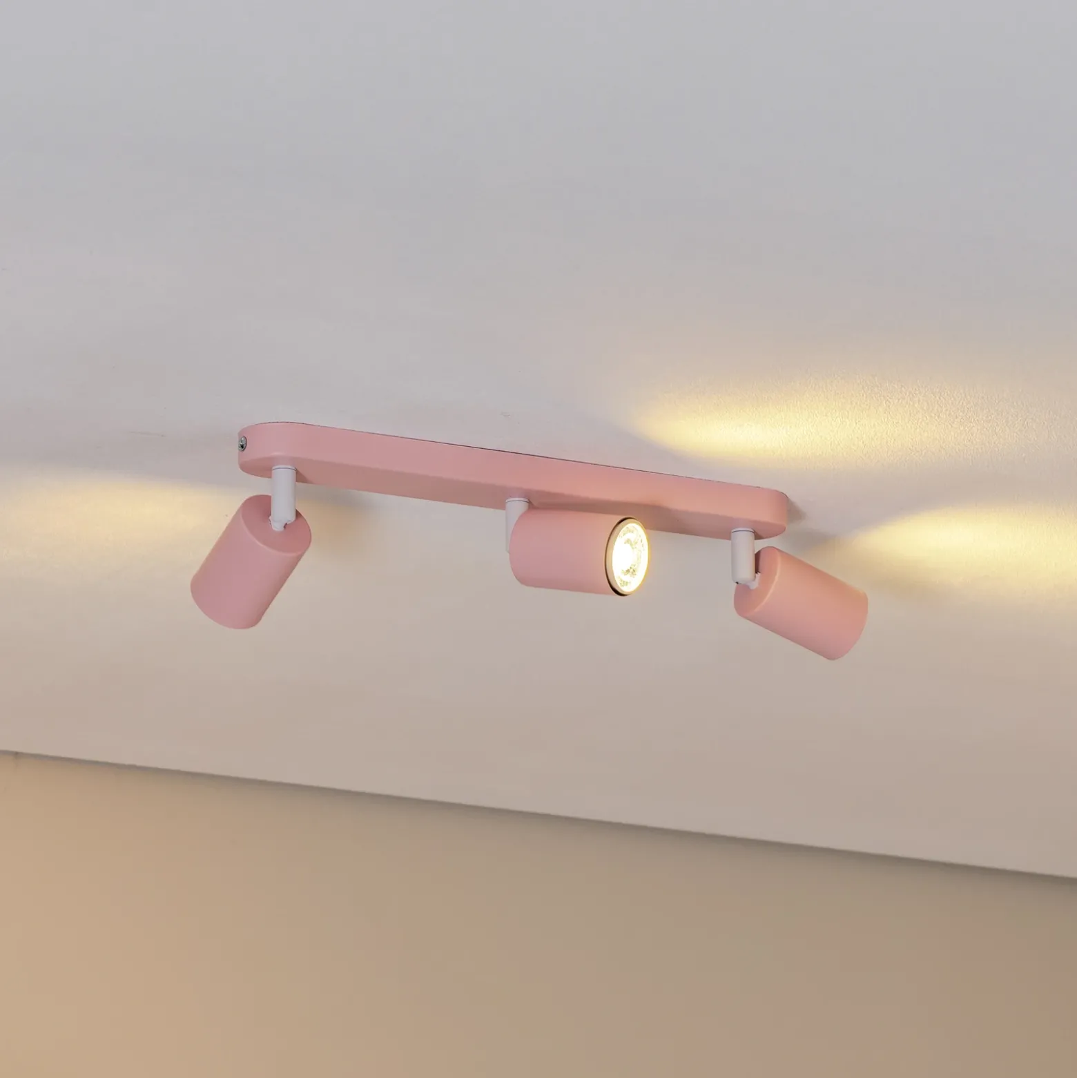 Downlight Livia, rosa, 52 cm, 3 luces, metal, GU10