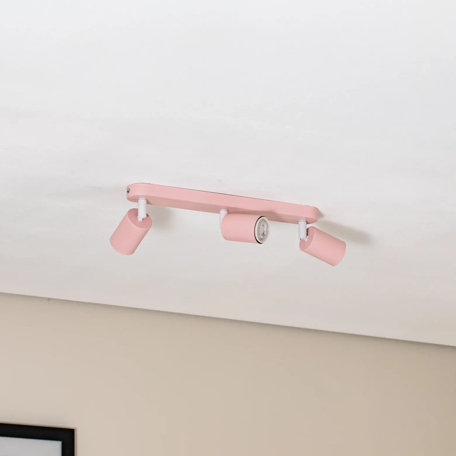 Downlight Livia, rosa, 52 cm, 3 luces, metal, GU10