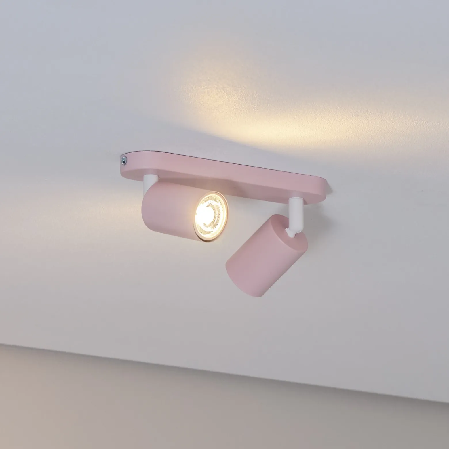 Downlight Livia, rosa, 35 cm, 2 luces, metal, GU10