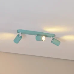 Downlight Livia, verde menta, 52 cm, 3 luces, metal, GU10