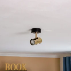 Downlight Lund en negro y dorado, 1 luz