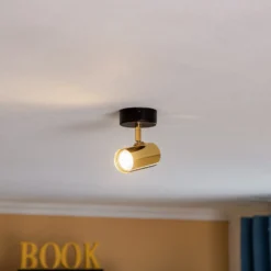 Downlight Lund en negro y dorado, 1 luz