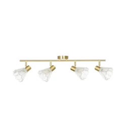 Downlight Margaux de Lindby, 4 luces, latón/transparente, cristal