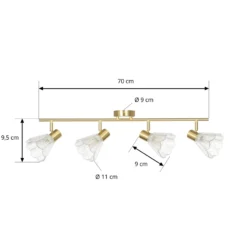 Downlight Margaux de Lindby, 4 luces, latón/transparente, cristal