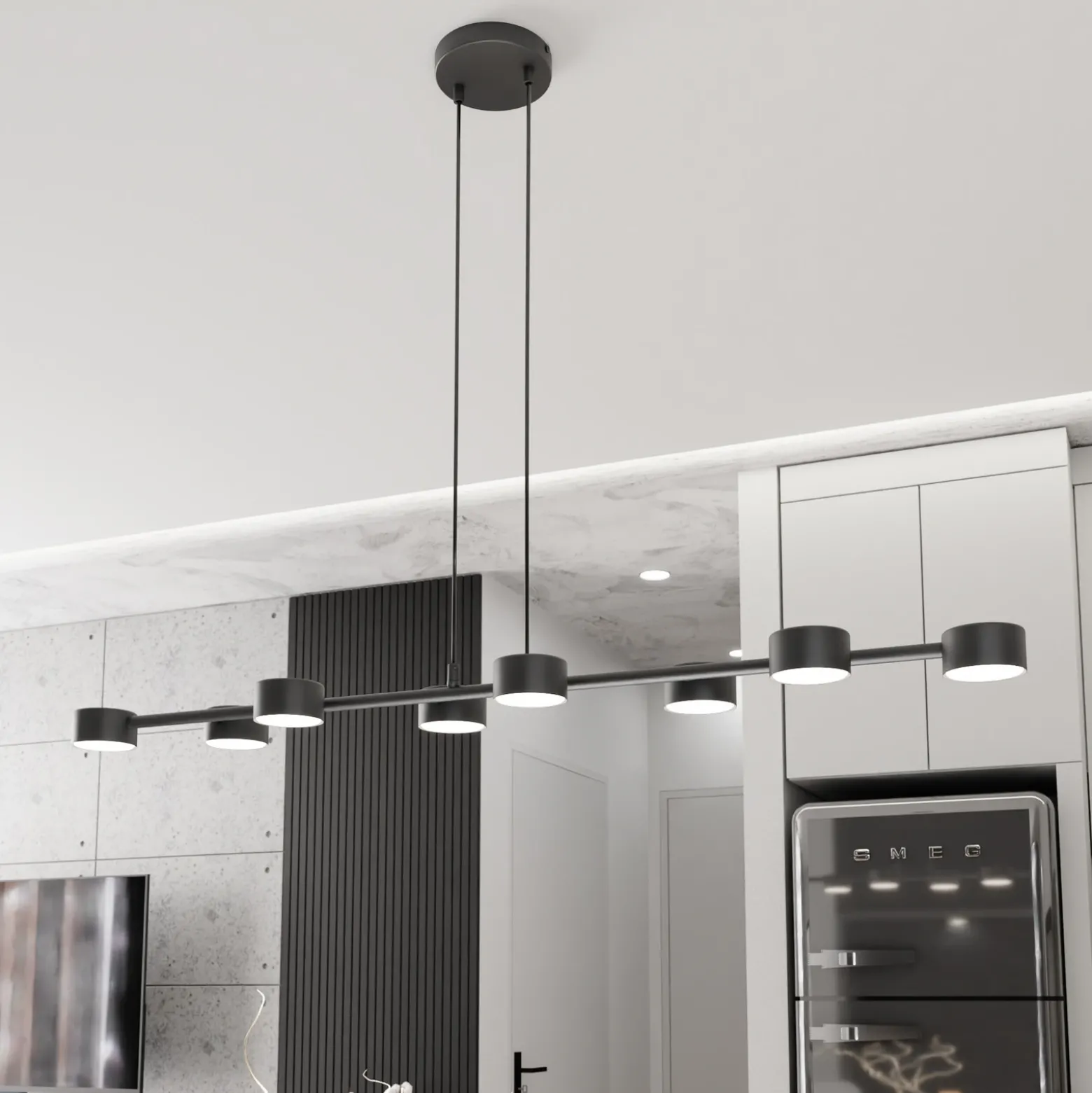 Downlight Megara, longitud 100 cm, metal, 8 luces.