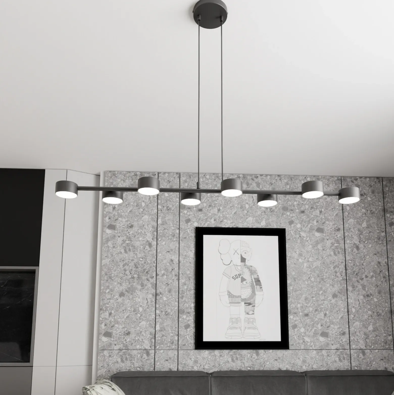 Downlight Megara, longitud 100 cm, metal, 8 luces.