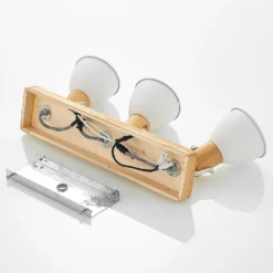 Downlight Merela de Lindby, blanco, 45 cm, 3 luces, madera, E14