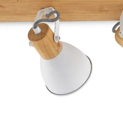 Downlight Merela de Lindby, blanco, 45 cm, 3 luces, madera, E14