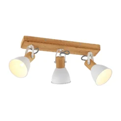 Downlight Merela de Lindby, blanco, 45 cm, 3 luces, madera, E14