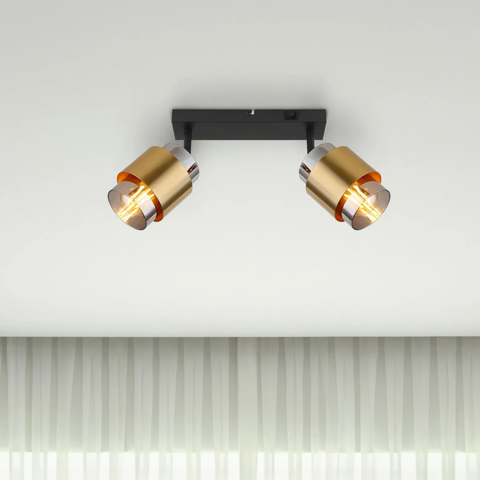 Downlight Milley, longitud 26 cm, color latón, 2 luces.