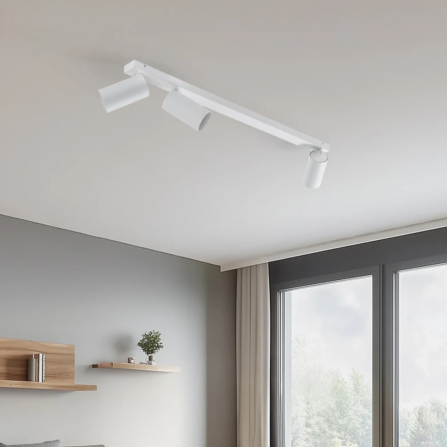 Downlight Mono III, 3 luces, blanco, 84 cm de largo, GU10