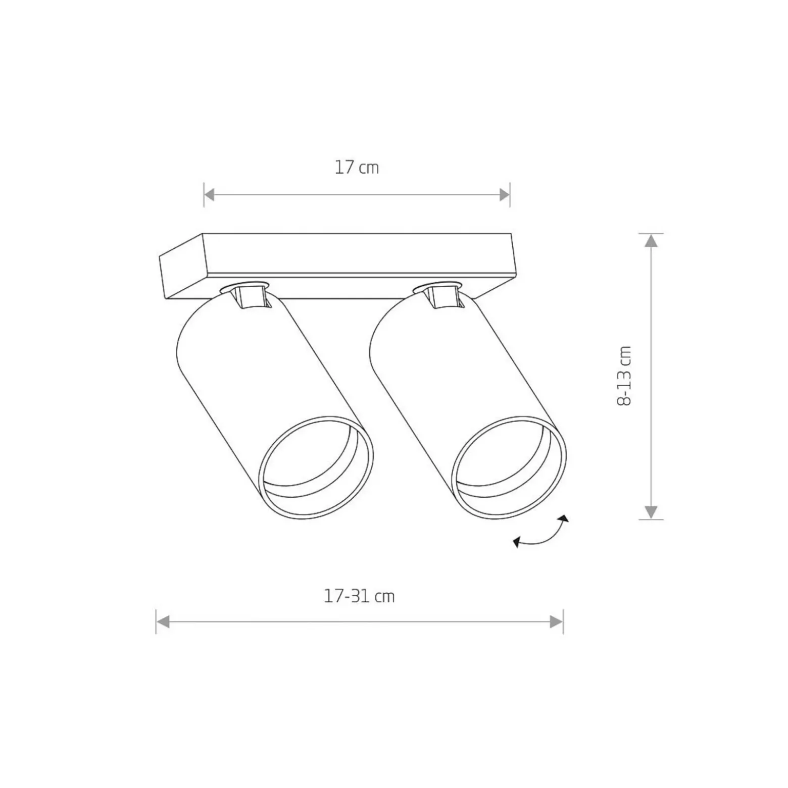 Downlight Mono II, 2 luces, blanco, 31 cm de largo, GU10