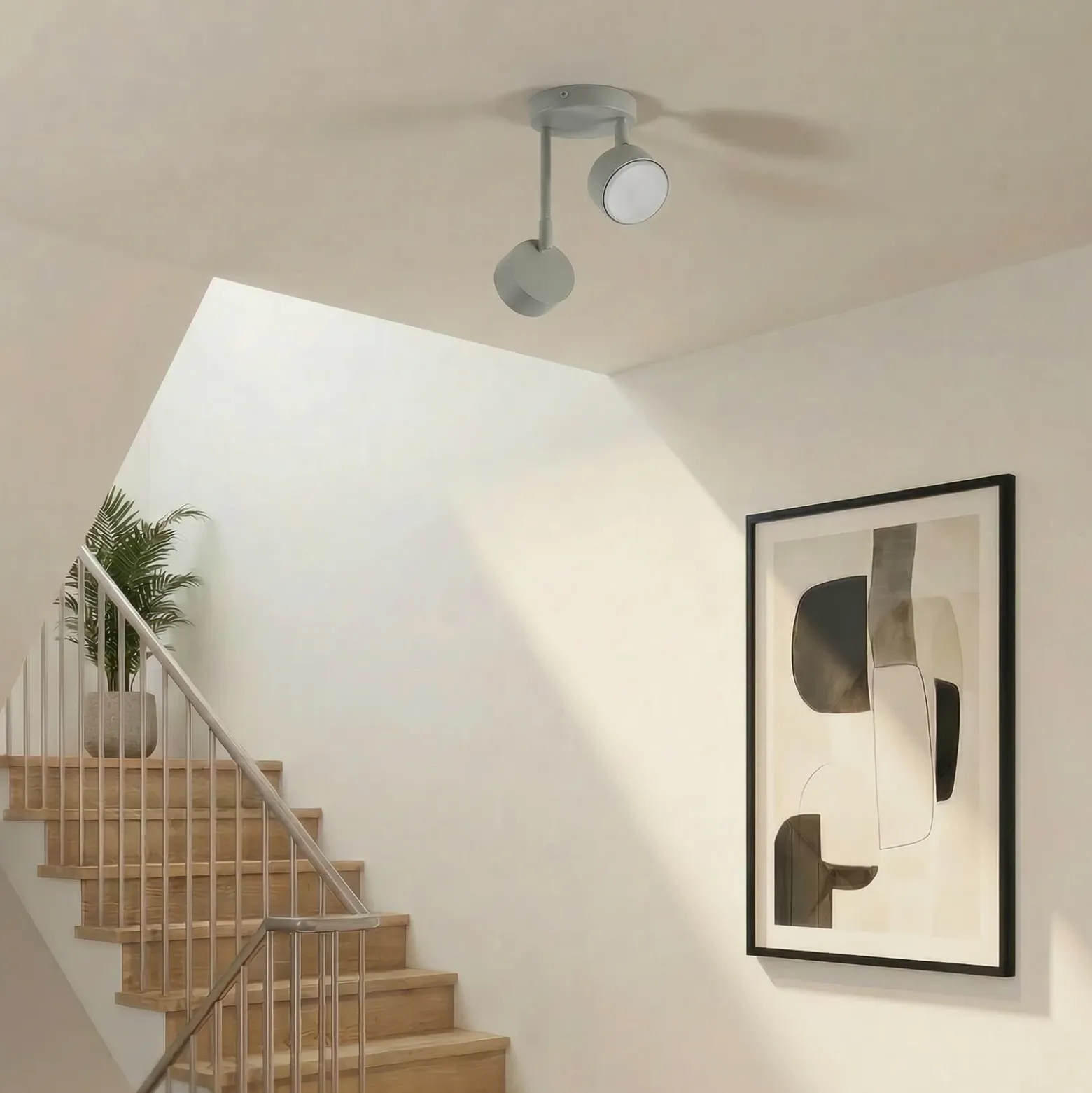 Downlight Nemo, 2 luces, gris-beige, orientable, GX53