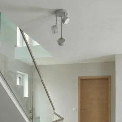 Downlight Nemo, 3 luces, gris-beige, orientable, GX53