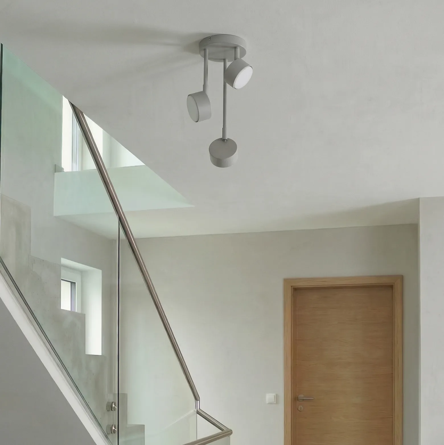 Downlight Nemo, 3 luces, gris-beige, orientable, GX53