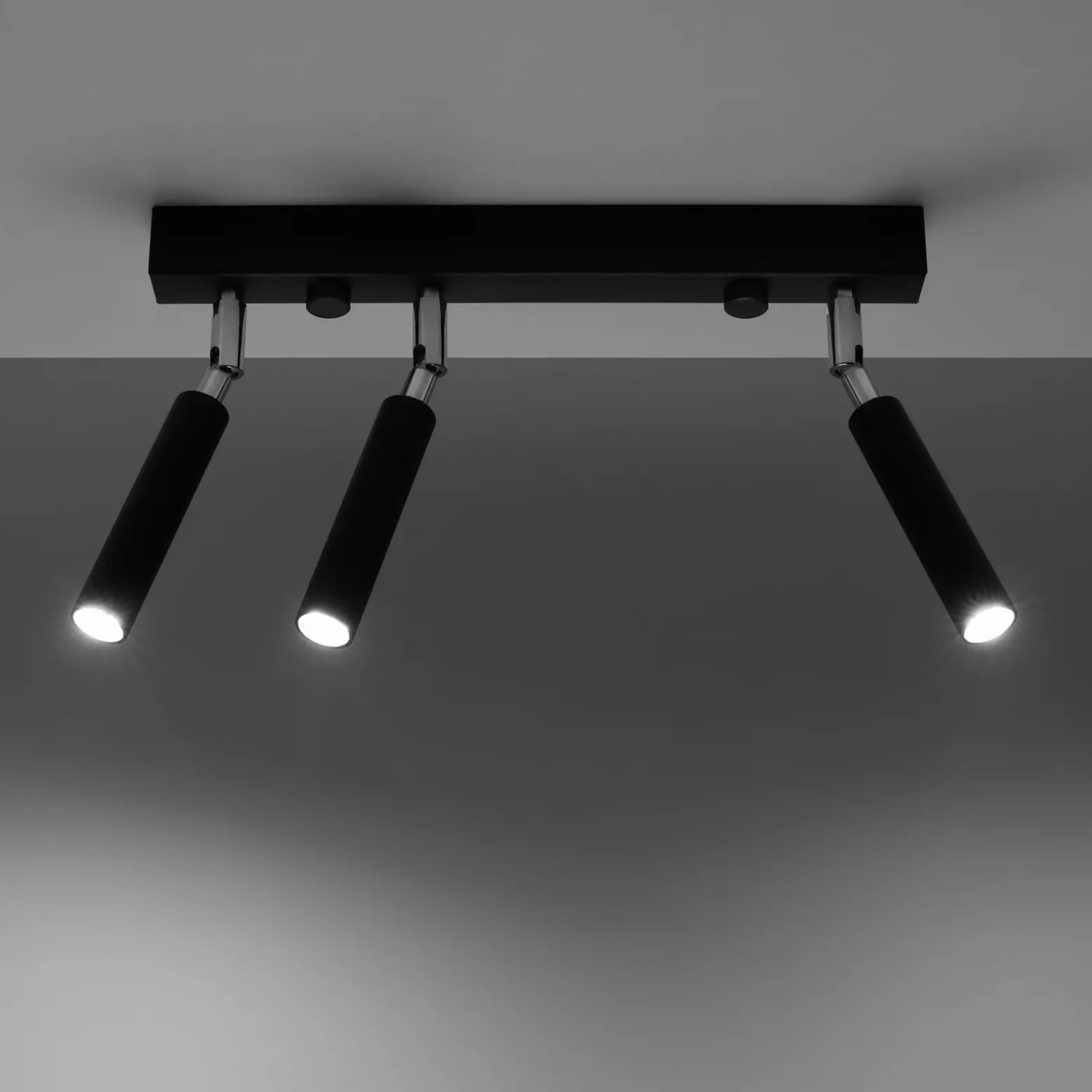 Downlight Nicanor, negro/cromo, 35 cm, 3 luces.