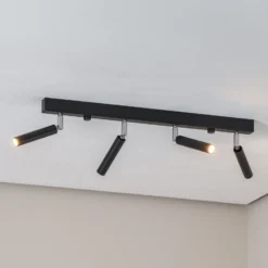 Downlight Nicanor, negro/cromo, 60 cm, 4 luces.