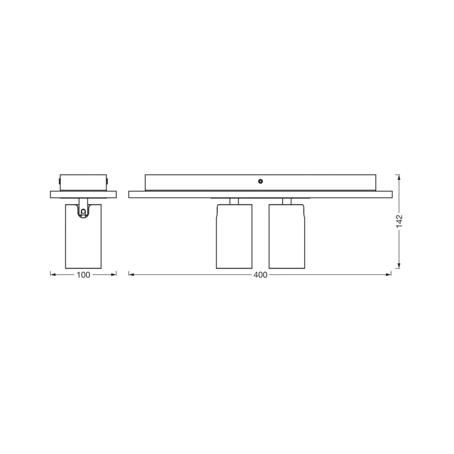 Downlight OSRAM MERCURY negro 2 focos GU10-LED 927 atenuable
