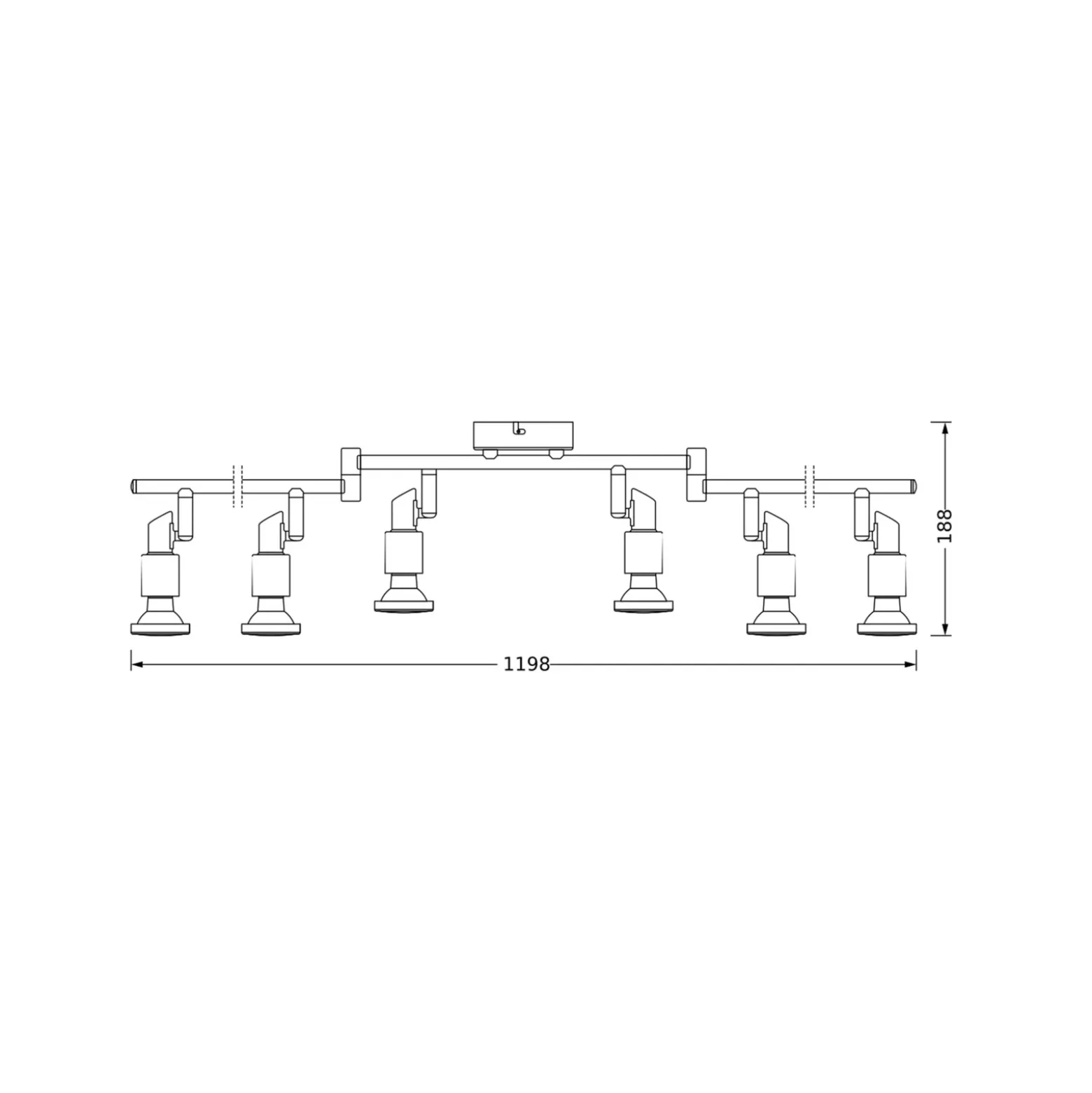 Downlight OSRAM, plateado, metal, 6 luces, GU10-LED, 2700 K