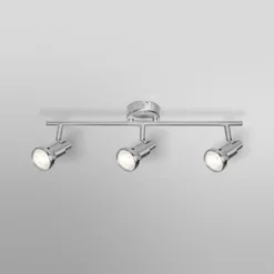 Downlight OSRAM, plateado, metal, 3 luces, GU10-LED, 2700 K