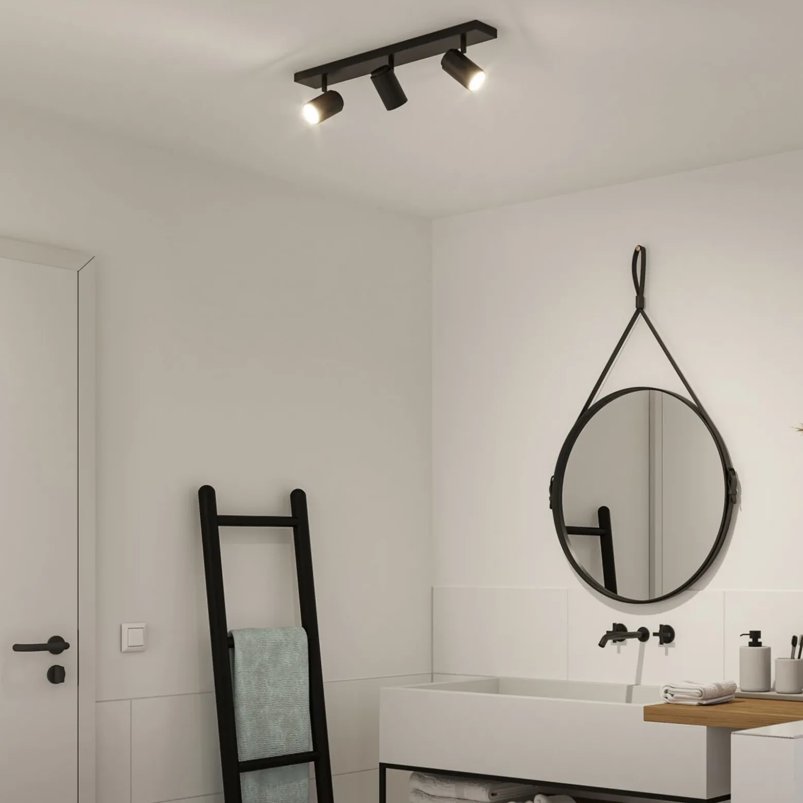 Downlight Paulmann Zyli, negro, 60 cm, 3 luces, IP44
