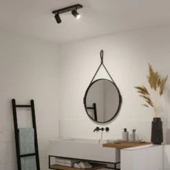 Downlight Paulmann Zyli negro, longitud 40 cm, 2 luces, IP44
