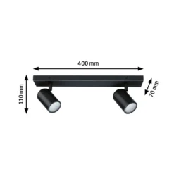 Downlight Paulmann Zyli negro, longitud 40 cm, 2 luces, IP44