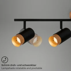 Downlight Plek GU10 negro/madera 4 luces